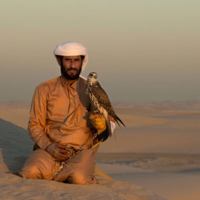 Bedouin Falconer with a Peregrine Falcon