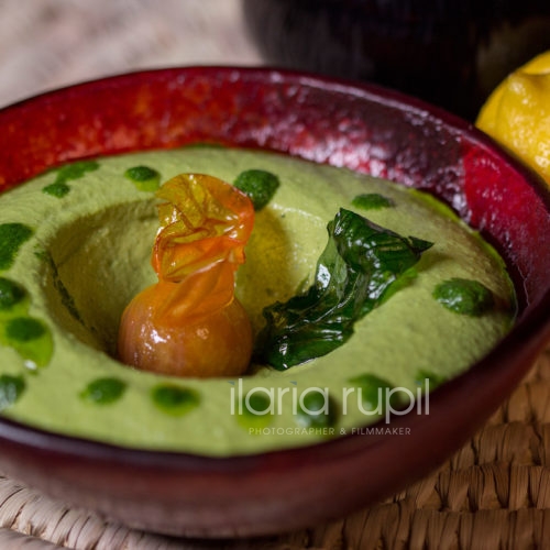 Hummus with Herbs and Pesto